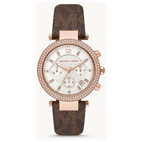 michael kors uhr damen lederarmband braun|Michael Kors MK6917 Parker Uhr Damenuhr Leder 5 bar Analog .